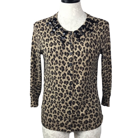 Wd Ny Leopard Print Button Cardigan Sweater Women Sz S - Picture 1 of 5